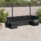  7-dijelni set vrtnih sofa od poliratana s jastucima crni | shoptok.hr