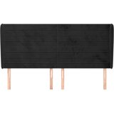  Uzglavlje s ušima crno 203x23x118/128 cm baršunasto | shoptok.hr