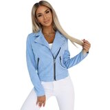 numoco basic 481-3 Suede biker jacket with long sleeves and zippers - light blue | Shoptok.si