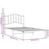  Metalni okvir za krevet s uzglavljem bijeli 100x190 cm | shoptok.hr