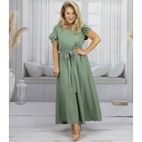 Pri Long dress tied at the waist with short sleeves with frill CELINA | shoptok.hr