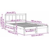  Krevetna konstrukcija Smeđa 120 x 190 cm Čvrsto borovo drvo | shoptok.hr