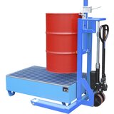 eurokraft pro Dvižni voziček za sode FHR 600 G, z oprijemalom, višina dviga 600 mm, svetlo modre barve | Shoptok.si