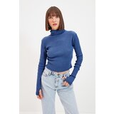 Trendyol Indigo Turtleneck Finger Detailed Ribbed Knitted Blouse | shoptok.hr