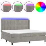  box spring s madracem LED svjetlosivi 200x200 cm baršun | shoptok.hr
