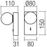  Redo 01-4659 - LED zidno svetlo NORMA, 5W/230V, CRI 90, USB, crno | Eponuda.com