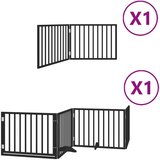 vidaXL Ograda za pse z vrati zložljiva 6 panelov črna 480 cm les | Shoptok.si