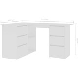  Kutni radni stol bijeli 145 x 100 x 76 cm od iverice | shoptok.hr