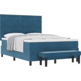 Postelja z vzmetnico z vzmetnico Temno modra 140 x 200 cm Žamet, (5000127223) | Shoptok.si