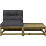 vidaXL Vrtna sofa bez naslona za ruke s jastucima i tabureom | shoptok.hr