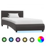  Okvir za krevet od umjetne kože s LED svjetlom sivi 90 x 200 cm | shoptok.hr