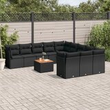  12-dijelni set vrtnih sofa od poliratana s jastucima crni | shoptok.hr