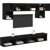 TV stenske enote z LED 6 pcs Črna Orehovina Konstruiran les, (5000132419) | Shoptok.si