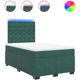 vidaXL Box spring postelja z vzmetnico temno zelena 120x200 cm žamet, (21304885) Cene