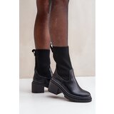 Boto FG2 Boots With Sock On Chunky Heel Black Rosanas | Shoptok.si