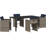vidaXL 5-delni vrtni jedilni set z blazinami sivo poli ratan, (22087168) | Shoptok.si