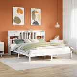 vidaXL Krevet s regalom z knjige bez madraca bijeli 200x200cm borovina Cijene