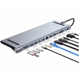 E-green multiport usb 3.1 tip c (m) - 2 x hdmi + vga + 3 x usb 3.0 + 1 x tip c-(pd 100W) + usb 2.0 + 3.5mm + sd/tf + RJ45 (F)1000 mbps (12 u 1) Cene