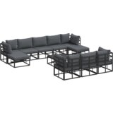 vidaXL Sjedeća garnitura za vrt 11 pcs Crna 70 x 70 x 32 cm Aluminij | shoptok.hr