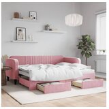 vidaXL Dnevni krevet na razvlačenje ružičasti 90 x 200 cm baršunasti | shoptok.hr