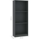 vidaXL Ormarić za knjige s 3 razine sivi 40x24x109cm konstruirano drvo | shoptok.hr