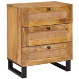 vidaXL Nočna omarica Naravna 50 x 33 x 60 cm Masiven les manga, (5000107231) | Shoptok.si