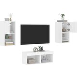 vidaXL Stenske TV omarice z LED lučkami 4 kosi bela | Shoptok.si