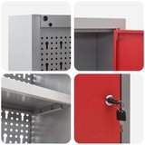  Set od 3 dijela ormarića za alate i ploča s kukama montiran na zid crvena metalna | shoptok.hr