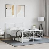 Maison Chic Kovinski Posteljni okvir - Dvoposteljna postelja - Zakonska postelja z vzglavjem in vznožjem bel 120x200 cm, (21696579) | Shoptok.si