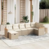 Maison Chic Seti vrtnega pohištva - Vrtna garnitura - Vrtni pohištvo set 7-delna z blazinami bež poli ratan, (21804842) | Shoptok.si