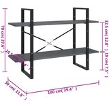 Ormarić za knjige s 2 razine sivi 100 x 30 x 70 cm od borovine | shoptok.hr