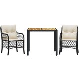  3-dijelni bistro set s jastucima crni od poliratana | shoptok.hr