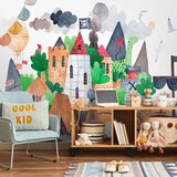  Foto tapeta - A colourful treasure island with a castle - a pirate ship at sea for children 500x350 Vodootporna | shoptok.hr
