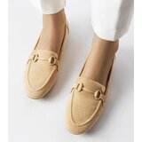 Gemre Hinkle women's beige suede loafers with a buckle | Shoptok.si