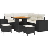 8 kom – set vrtnog kauča s jastučićima crni Poly Rattan akacija 3 kom – set vrtnog blagovanja s jastučićima crni Poly Rattan ak | shoptok.hr