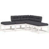 vidaXL 5-dijelni set vrtnih sofa s jastucima bijeli masivna borovina | shoptok.hr