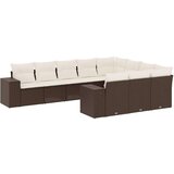 vidaXL 10-dijelni set vrtnih sofa od poliratana s jastucima smeđi | shoptok.hr