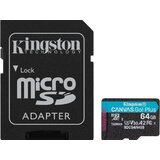 Kingston microSD 64GBCanvasGoPlus, Gen4r/w:200MB/s/160MB/s,with adapter | Eponuda.ba
