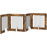  Vrata za pse s postoljem 4 pcs Dimljeni hrast 80 x 80 cm | shoptok.hr
