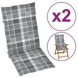  Blazine za vrtne stole 2 kosa siv karo vzorec 120x50x3 cm | Shoptok.si