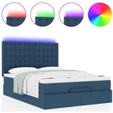  Otomanski okvir kreveta s madracem plavi 140x200cm od tkanine | Eponuda.com