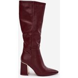 Boto Women's High Heel Boots with Gold Element Bordeaux Alessine | Shoptok.si
