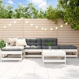 Maison Chic Seti vrtnega pohištva - Vrtna garnitura - Vrtni pohištvo set 6-delna bela trdna borovina, (21813290) | Shoptok.si