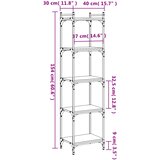 Regal za knjige s 5 razina siva boja hrasta 40x30x154 cm drveni | shoptok.hr