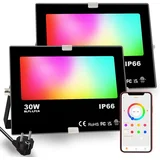 RGB LED reflektor 2x komplet, barvno nastavljiv, IP66 30 W