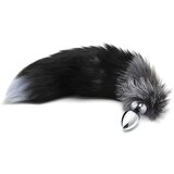 Alive Anal Pleasure - srednji analni dildo z lisičjim repom (srebrno-črn) | Shoptok.si