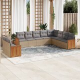  10-dijelni set vrtnih sofa s jastucima bež od poliratana | shoptok.hr