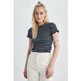 Defacto Fitted Crew Neck Striped Short Sleeve T-Shirt Cene