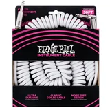 Ernie Ball kabel P06045 - 30FT(9,14m) COILED 6,3mm ravni - 6,3mm kutni instrument - bijela boja