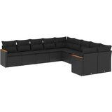  The Living Store Vrtna sedežna garnitura 10-delna z blazinami črn poli ratan - Vrtna Sedežna Garniture, (21452733) | Shoptok.si